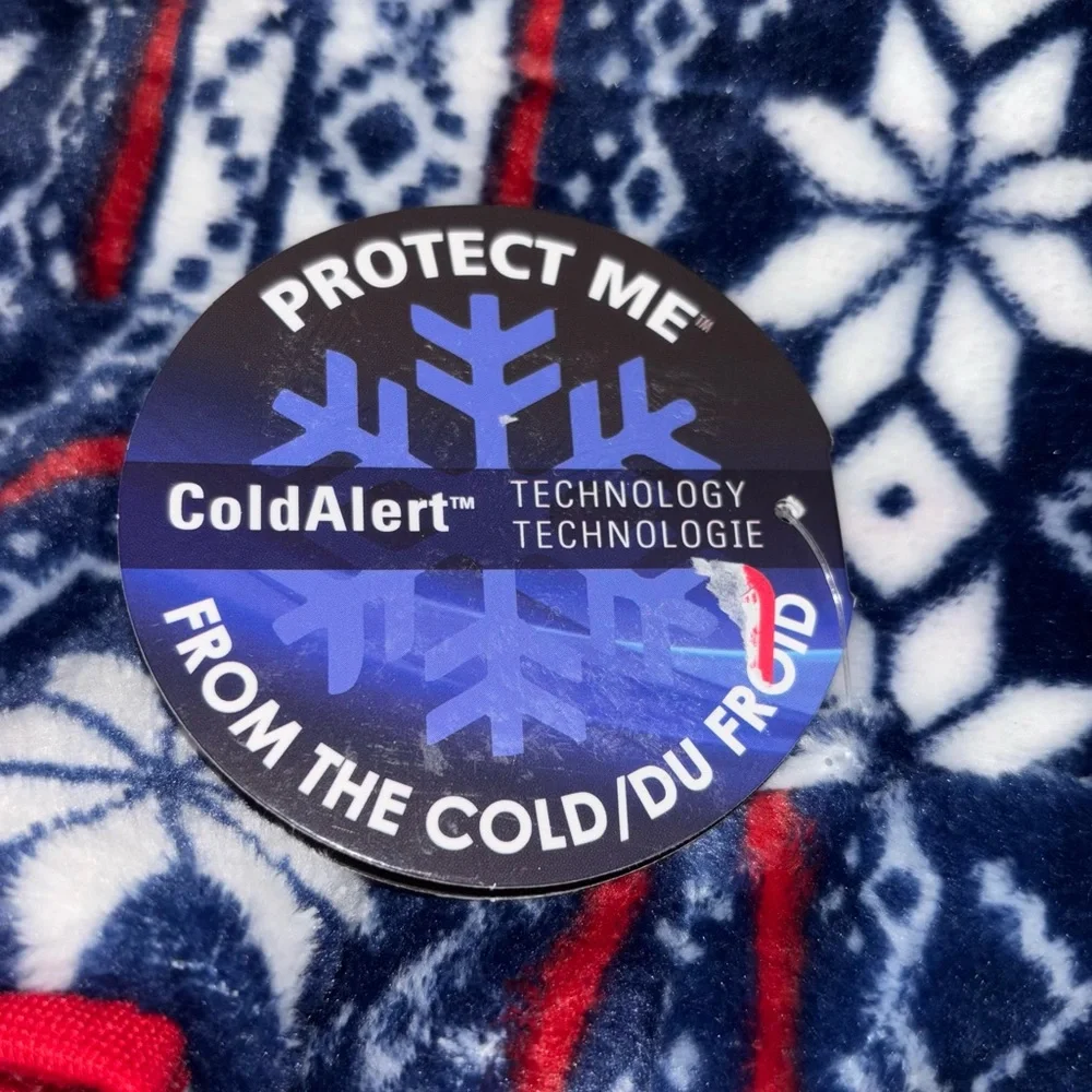 Dog Coat Size Large Cold Alert Technology Fair Isle Print Blue and Red LuvGear